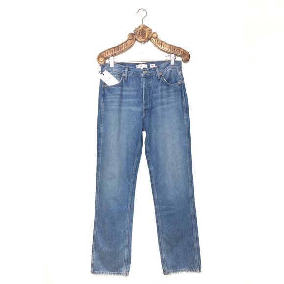 RE/DONE High Rise Straight Leg Loose Fit Button Fly 90's Jeans Vintage Indigo 30 - Picture 1 of 13